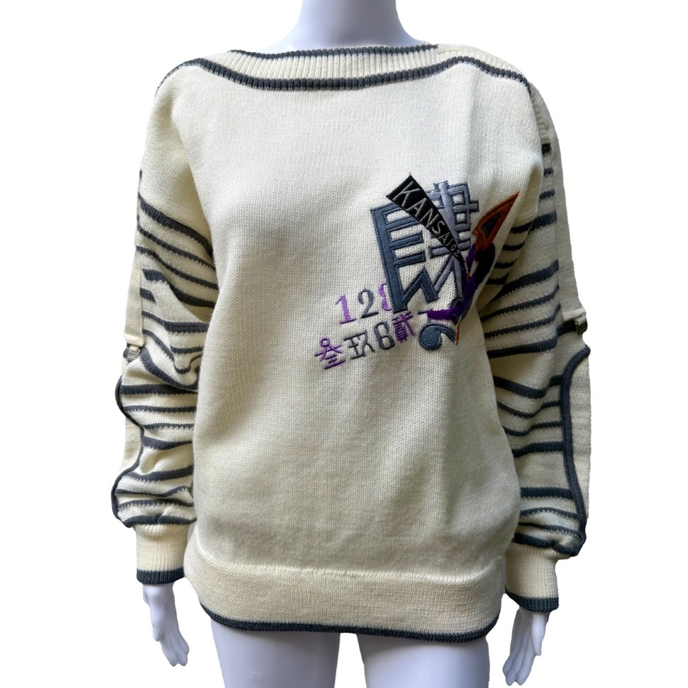 Kansai Yamamoto Vintage 100% Wool Embroidered Sweater | Size S